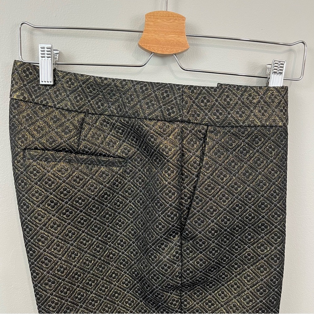 LOFT Gold Metallic Brocade Marisa Slacks | size 10